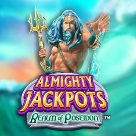 Almighty Jackpots – Realm of Poseidon slot logo by Novomatic at Blaze Spins Casino