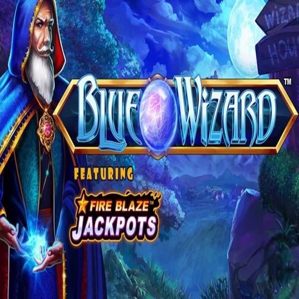 Blue Wizard Fire Blaze Jackpots casino game by Rarestone Gaming – featured logo at Blaze Spins Casino