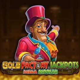 Gold Factory Jackpots Mega Moolah logo by Aurum Signature Studios at Blaze Spins Casino